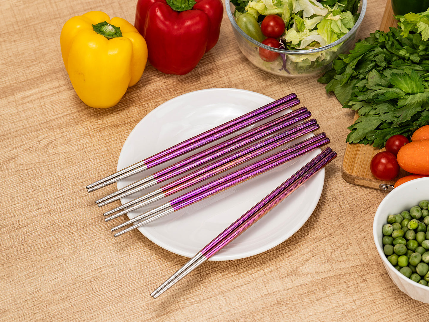 Boundless Voyage 8 Pairs Colorful Pure Titanium Chopsticks | Ultralight Non-Slip Reusable Tableware for Rice, Noodles, Tofu & Meatballs, Camping, Hiking & Daily Home Use Ti1006T