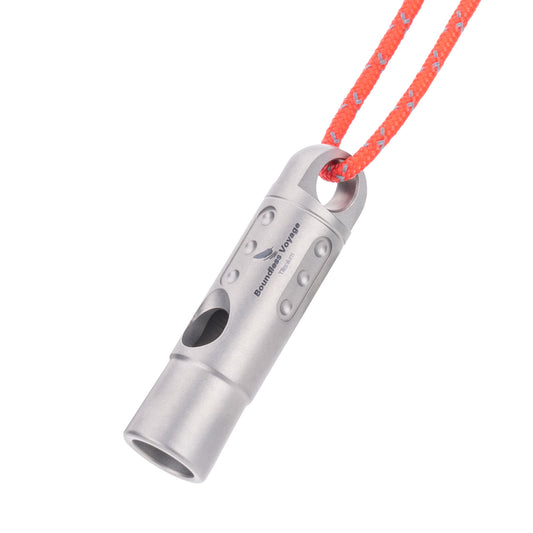 Boundless Voyage Titanium Whistle Emergency Survival Safety Whistles with Lanyard Loud for Outdoor Camping Hiking Coaches Training Sports Keychain Whistle Ti9016O