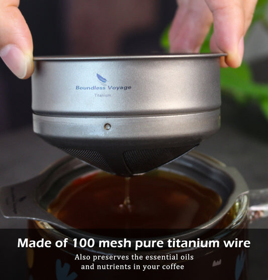 Titanium Pour-Over Coffee Filter & Stand – Reusable, Paperless, Ultralight 38g