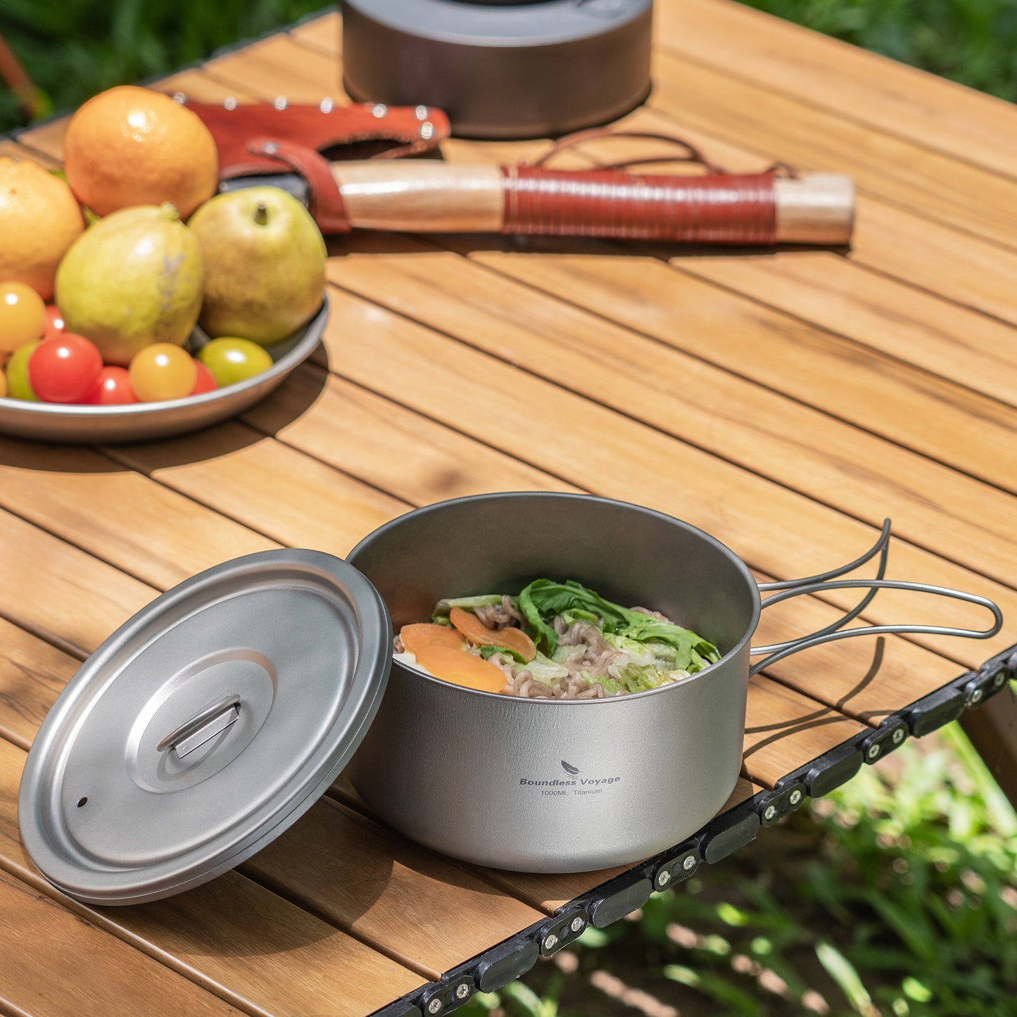 Boundless Voyage Titanium Pot with Lid Outdoor Camping Individual Soldier Pot Single Layer Lunch Box Ti2041C