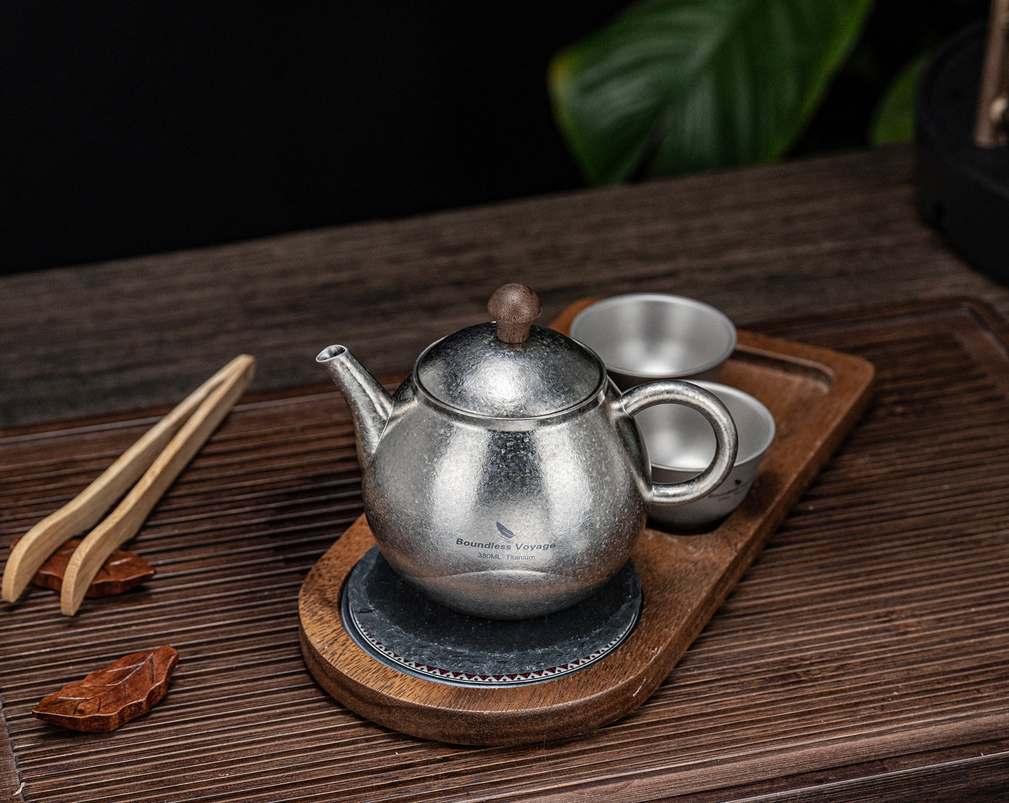 Boundless Voyage Titanium Kungfu Teapot with Lid and Handle Camping Tea Pot for Outdoor Backpacking Hiking Teapot 380ml Ti3107D