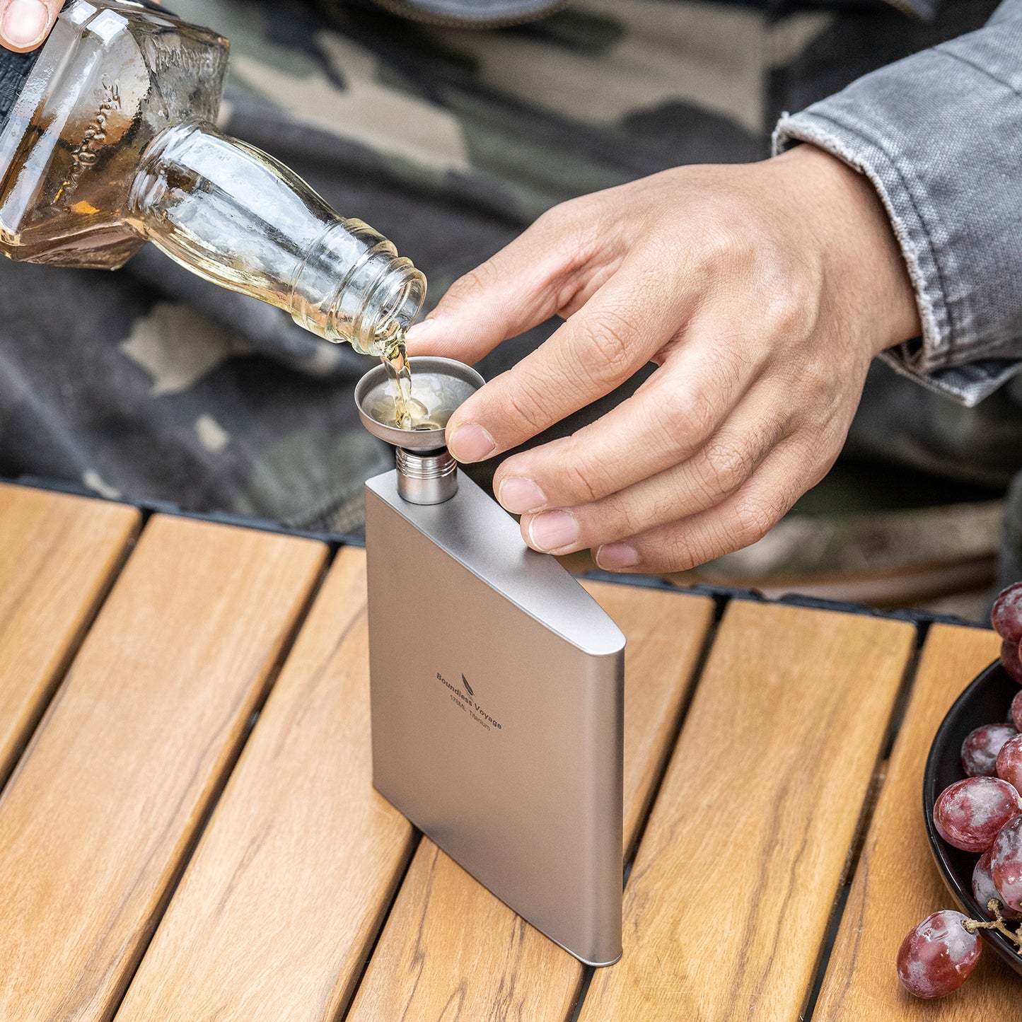 Boundless Voyage Titanium Flask 178ml- Ultralight & Durable Camping Essential - Flavor-Resistant Flask Bottle for Whiskey Vodka Wine Outdoor Travel Equipmen Ti3080D