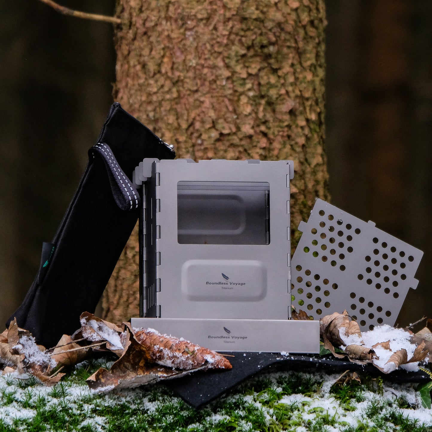 Boundless Voyage Outdoor Titanium Folding Wood Stove With Pot Bracket Camping Charcoal Burner Furnace