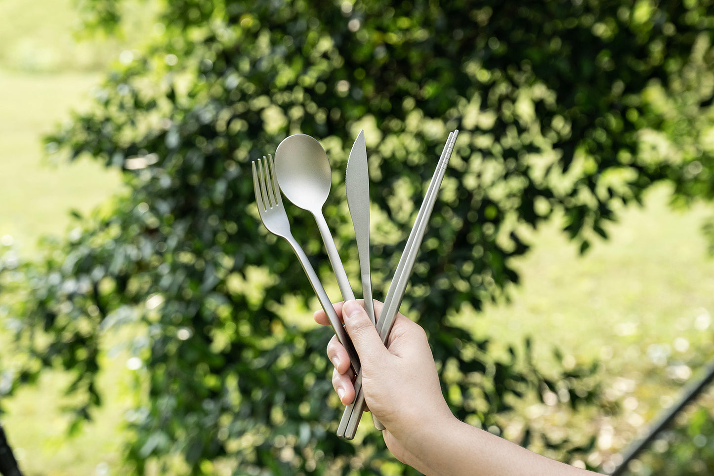 Boundless Voyage Pure Titanium Cutlery Set | Chopsticks Knife Fork Spoon, Ultralight Portable Tableware for Camping Travel Daily Home Use Ti1056T