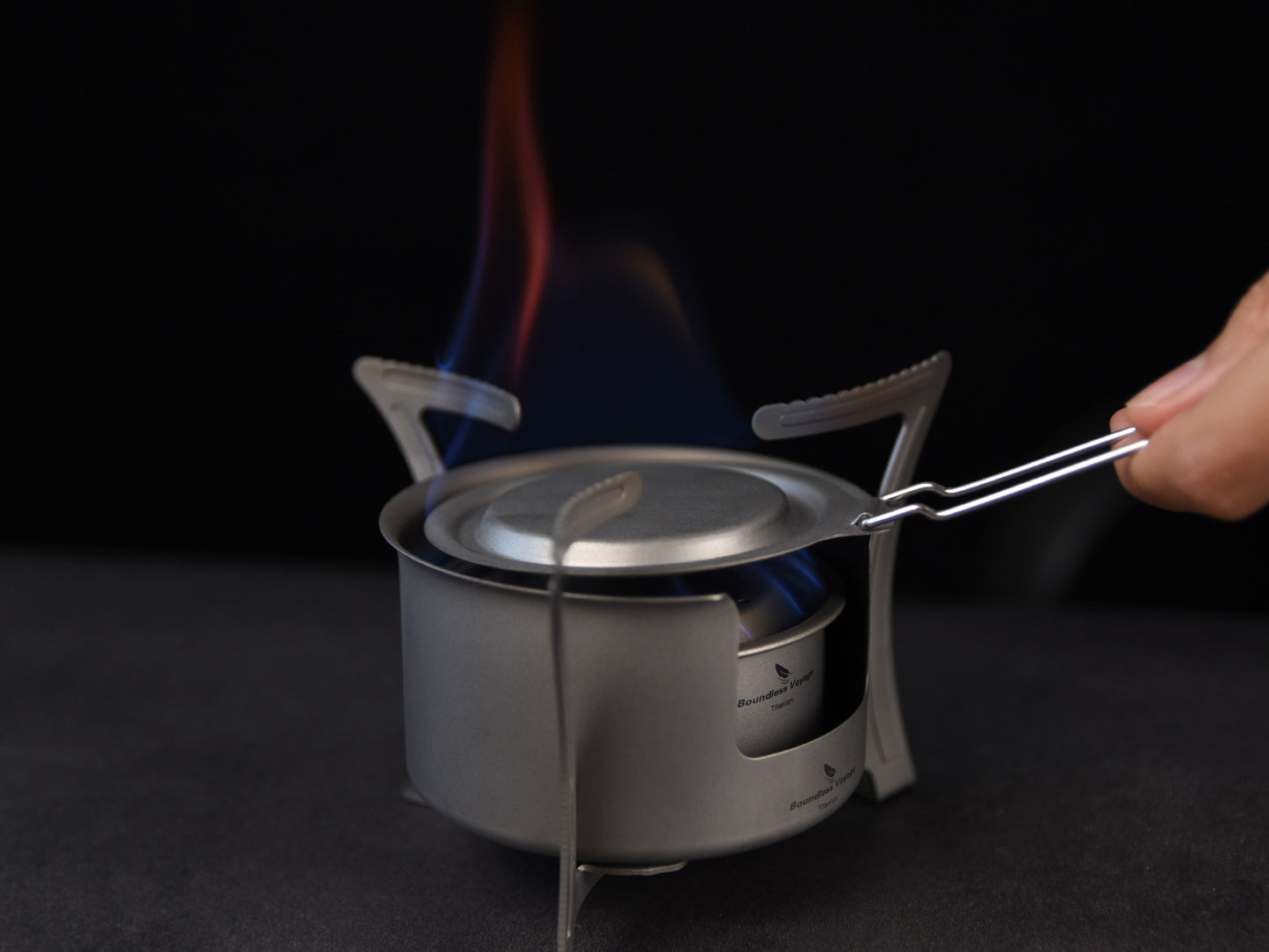 Boundless Voyage Camping Titanium Alcohol Spirit Stove with Pot Stand Outdoor Hiking Backpacking Mini Wood Furnace Burner Ti2013C