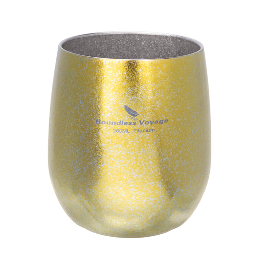 Boundless Voyage 260ML Titanium Double-Walled Egg Shaped Cup, Ice Crystal High-Temp Crystalline Texture Insulated Tea Coffee Mug, Ultralight Portable Drinkware for Camping, Travel & Daily Home Use Ti3084D