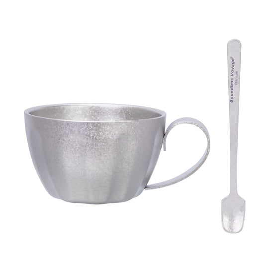 Boundless Voyage 120ml Titanium Espresso Cup, Double‑Wall Heat‑Insulated Coffee Mug with Fixed‑Handle, Compact Light‑Weight for Home, Office, Travel and Camping Ti3088D