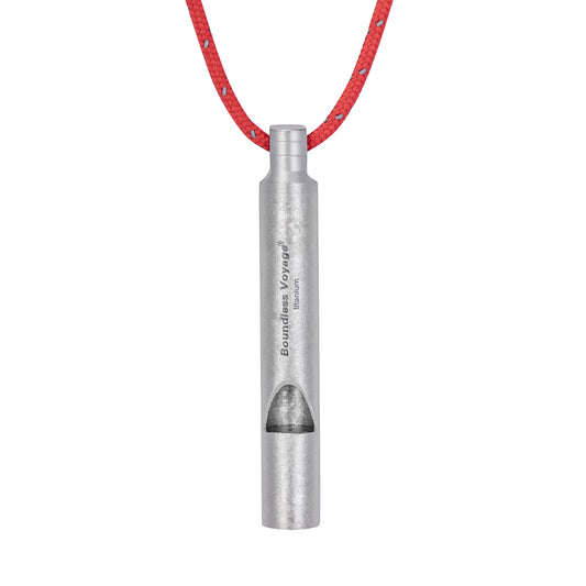 Boundless Voyage Titanium Emergency Survival Whistle, 120dB Super Loud Safety Signal Whistle with Lanyar, Portable EDC Gear for Camping Hiking Sports Coach Training Ti9010O