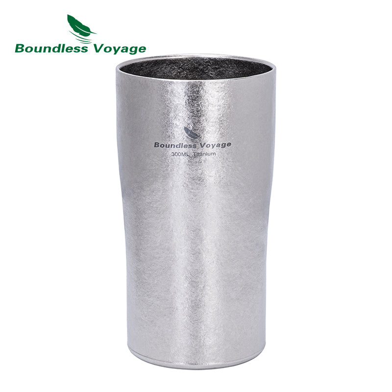Boundless Voyage Titanium Double-Walled Beer Cup Ultralight Coffee Tea Juicy Cups 300ml Crystallized Finish Mug Ti3246D