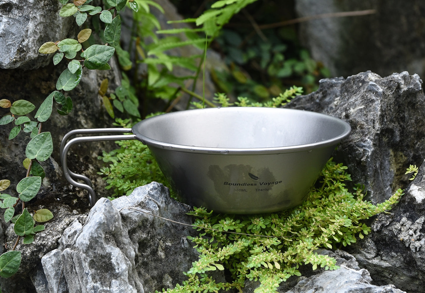 Boundless Voyage Sandblasted Pure Titanium Sierra Cup Bowl with Handle 300ml / 450ml | Portable Outdoor Mug Cookware Tableware for Camping & Hiking Ti1090T-Ti1092T