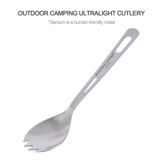 Boundless Voyage Ultralight Titanium Spork with Polished Head and Matte‑Finished Handle, Great for Salad, Noodles & Curry, Portable Cutlery for Outdoor Travel, Office, School and Household Use Ti1044T
