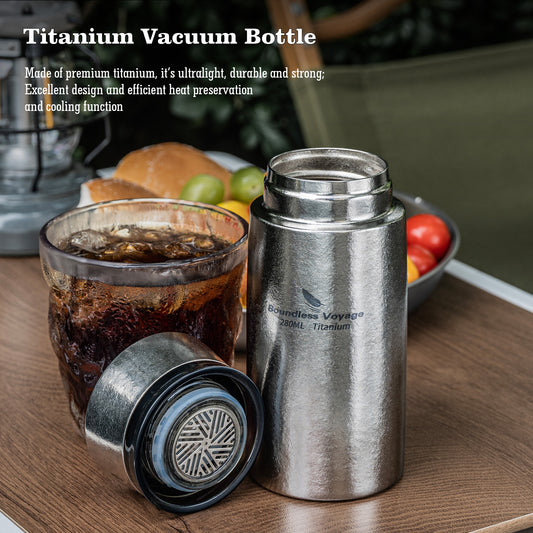 Boundless Voyage 280ml Mini Titanium Vacuum Insulated Bottle , Portable Travel Coffee Water Cup for Girls & Daily Outdoor Ti3014D