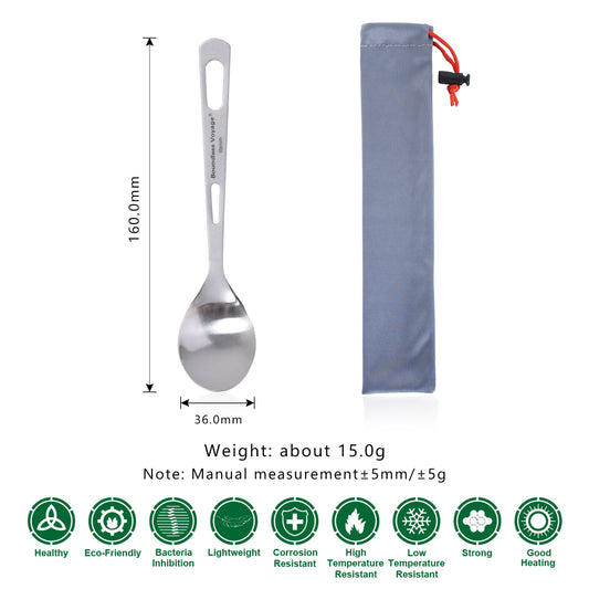 Boundless Voyage Ultralight Titanium Spoon with Polished Bowl and Matte‑Finished Handle, Great for Rice, Soup and Salad, Portable Tableware for Travel, Office, School and Household Use Ti1041T