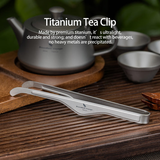 Boundless Voyage Titanium Tea Clip, Multipurpose Anti-Scald Tong Tweezers for Kung Fu Tea Cup, Salad, Steak, BBQ & Buffet Kitchen Use Ti1013T