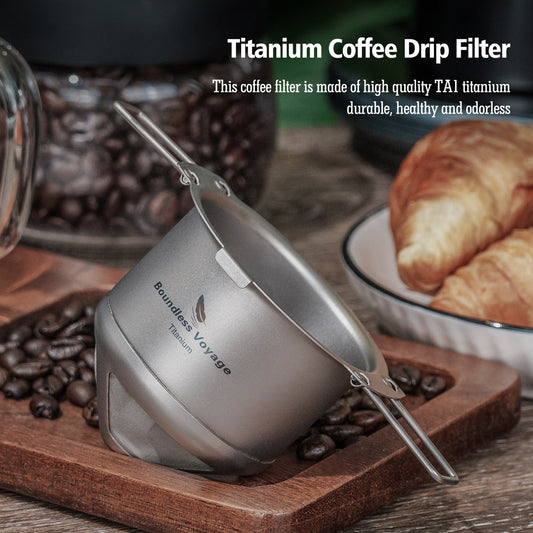 Boundless Voyage Titanium Folding Coffee Drip Filter, Ultralight Portable Hanging Ear Hand Brew Coffee Filter, Fits Mugs with 6.5cm–12.5cm Diameter Ti6002P