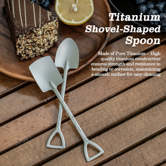 Boundless Voyage Mini Shovel-Shaped Titanium Spoon, Lightweight Durable Cute Dessert Ice Cream Fruit Spoon for Camping Home Tableware Ti1131T