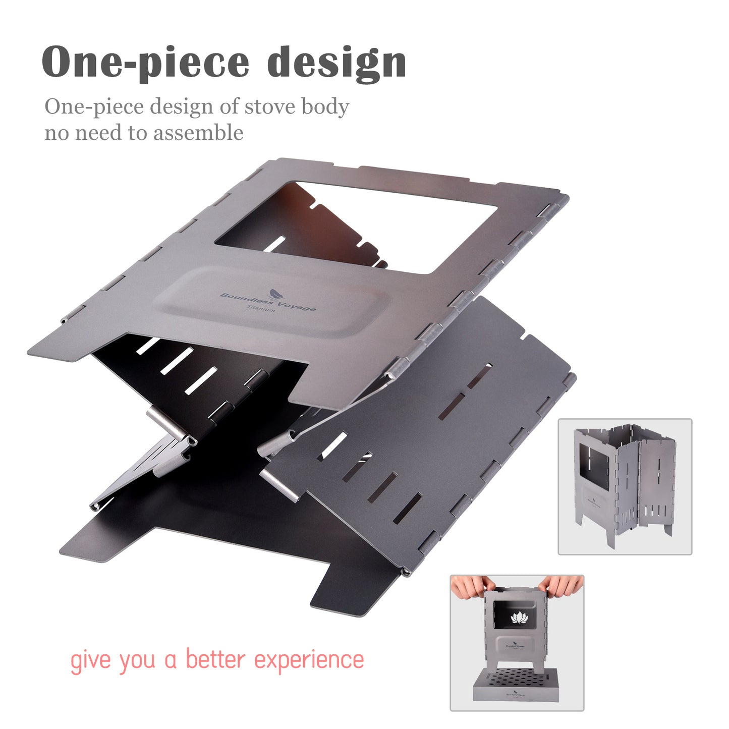 Boundless Voyage Outdoor Titanium Folding Wood Stove With Pot Bracket Camping Charcoal Burner Furnace