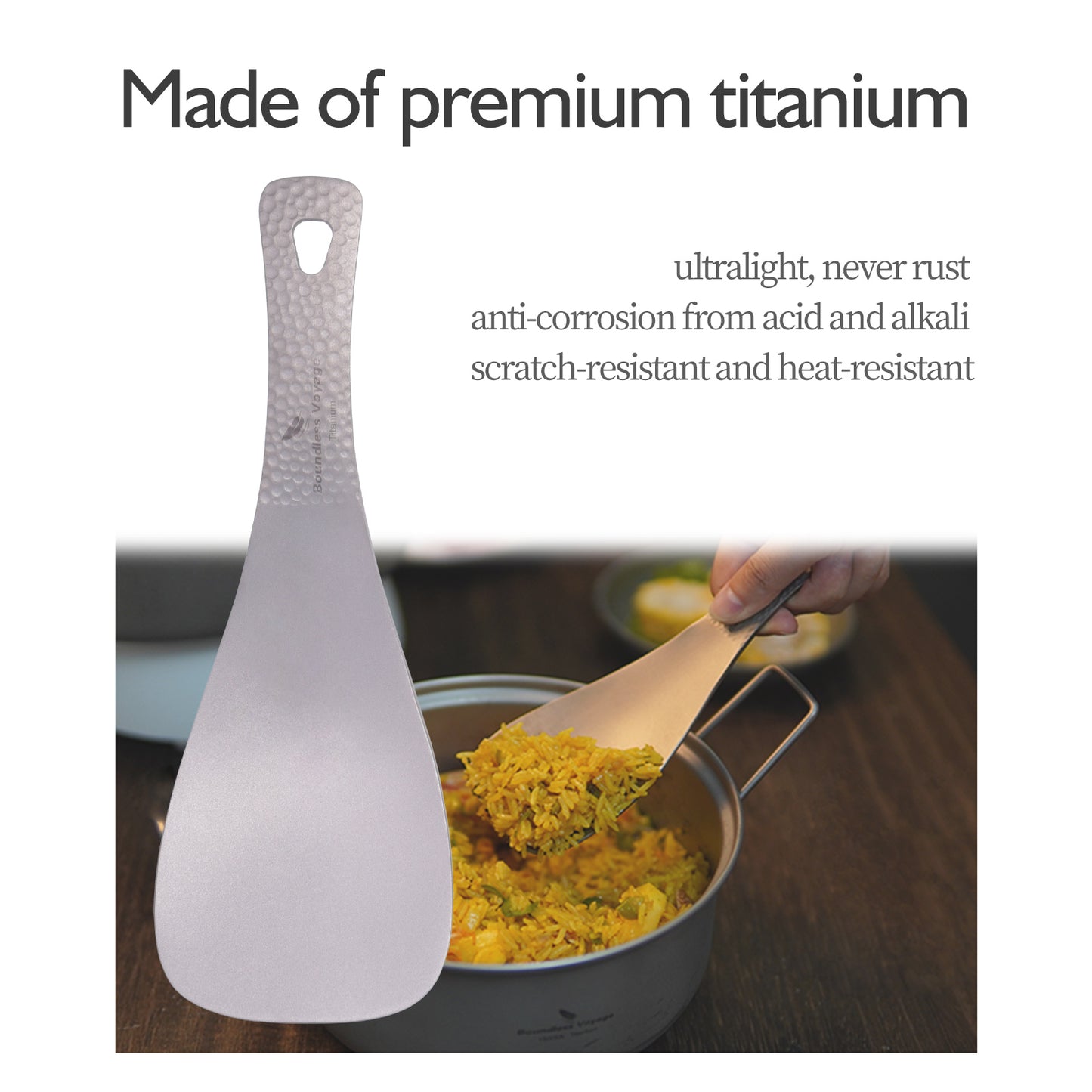 Boundless Voyage Titanium Rice Ladle Outdoor Camping Household Rice Meal Shovel Scoop Spoon Thickened Ti1079T