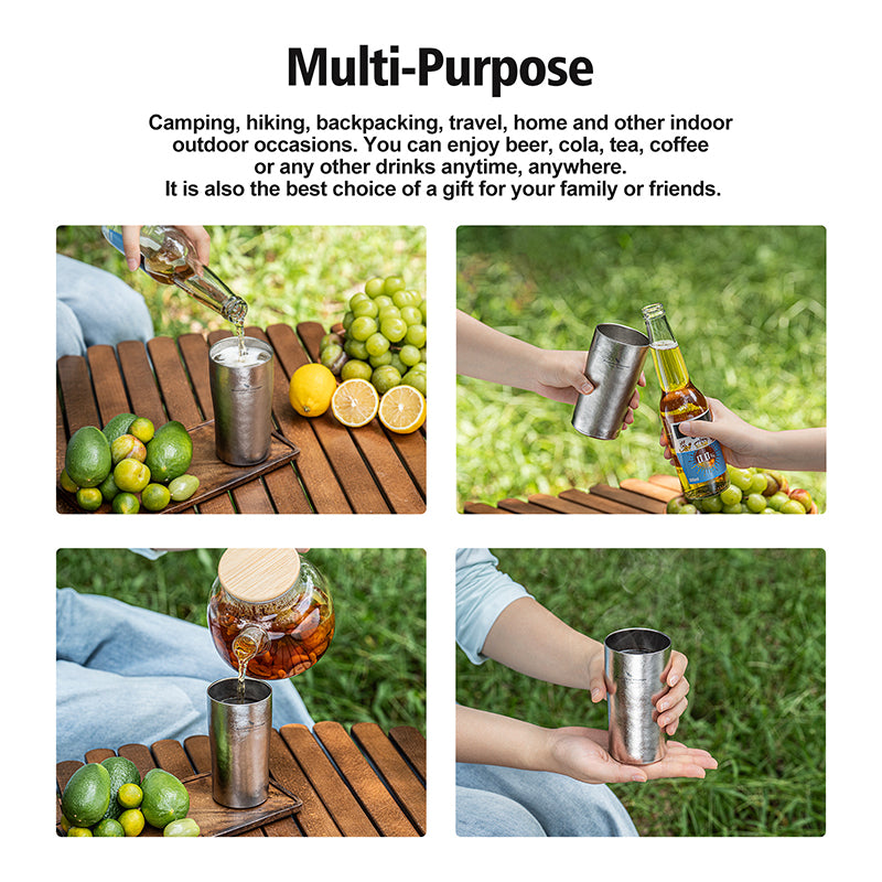 Boundless Voyage Titanium Double-Walled Beer Cup Ultralight Coffee Tea Juicy Cups 300ml Crystallized Finish Mug Ti3246D