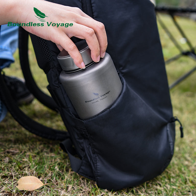 Boundless Voyage Titanium Bottle 1 Liter Single-layer Sports Water Bottle Ultralight Leakproof Drinkware for Outdoor Camping Hiking Ti3013D