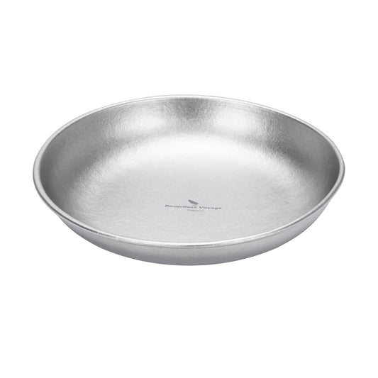 Boundless Voyage Pure Titanium Round Plate with High-Temp Crystallized Ice Texture Finish | Lightweight Portable Camping Tableware S/M/L Single & 3Pcs Set for Outdoor Travel Home Ti1101T-Ti1104T