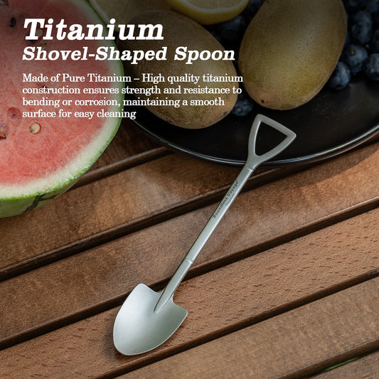 Boundless Voyage Cute Mini Titanium Shovel Spoon, Portable Lightweight Tableware for Ice Cream Fruit Outdoor Camping Daily Use Ti1129T