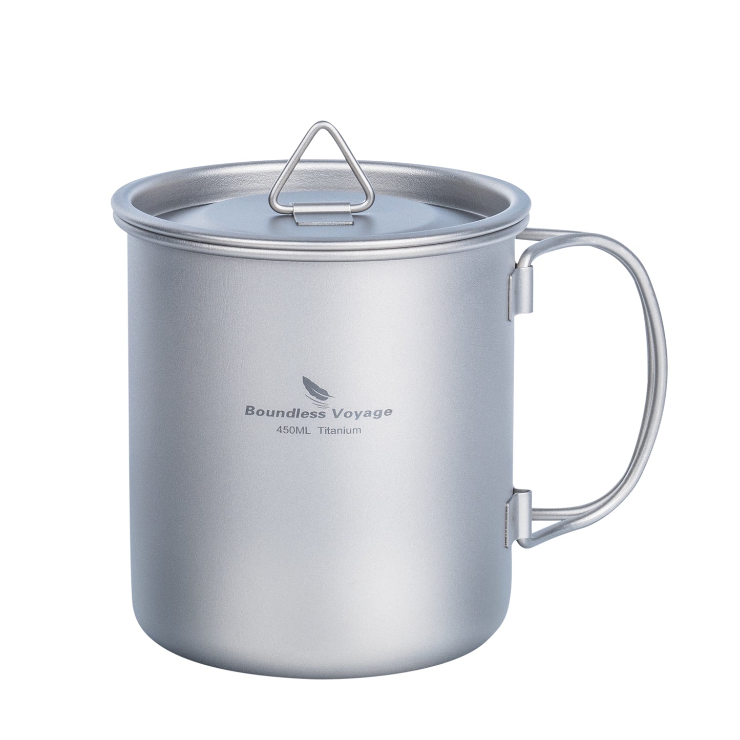 Boundless Voyage Titanium Cup with Foldable Handle Outdoor Camping Water Mug Tableware Titanium Coffee Mug Titanium Pots 420ml/450ml Ti3024D-Ti3026D