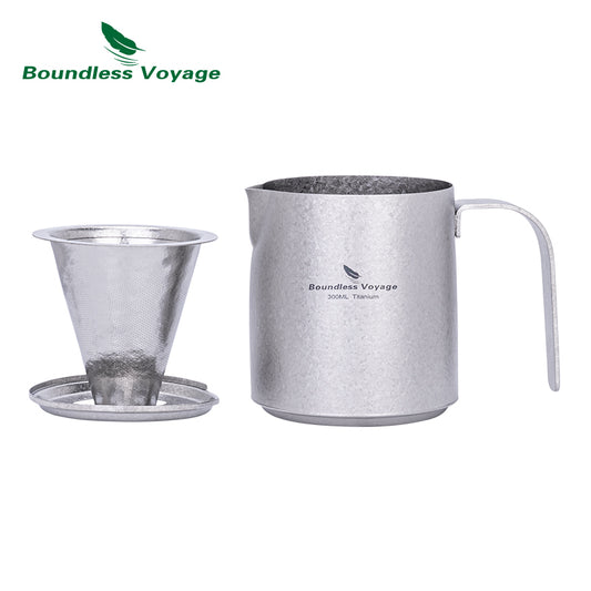 Boundless Voyage Titanium Portable Pour-over Coffee Set 300ml Coffee Mug with Detachable Dripper Outdoor Camping Coffee Maker Ti6008P