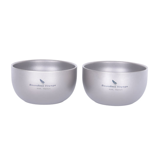 Boundless Voyage 40ml Sandblasted Titanium Sake & Kung Fu Tea Cup, Double-Wall Portable Mini Mug Ti3204D