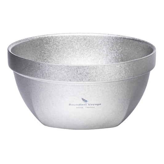 Boundless Voyage Crystallized Double Walled Pure Titanium Bowl 500ml / 800ml | Ultralight Portable Metal Tableware for Oatmeal, Rice, Soup, Outdoor Camping & Daily Home Use Ti1161T-Ti1163T