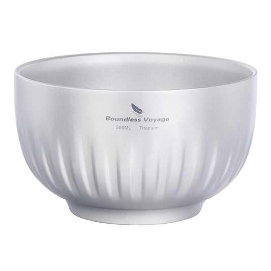 Boundless Voyage 350ml/500ml Double-Wall Pure Titanium Bowl, Ultralight Portable Metal Tableware for Oatmeal, Rice, Soup, Camping & Outdoor Use Ti1164T-Ti1166T