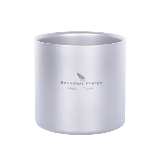 Boundless Voyage Pure Titanium Double-Walled Cup | 120ml/180ml/300ml/450ml Ultralight Anti-Scald Insulated Coffee Mug, Non-Toxic Travel Cup for Camping, Hiking, Home & Office Ti3027D-Ti3032D