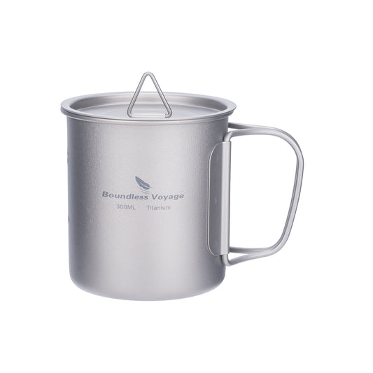 Boundless Voyage Titanium Cup with Lid 200–750ml, Ultralight Single-Wall Portable Camping Mug for Tea Coffee Hiking Ti3033D-Ti3037D