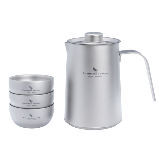Boundless Voyage Ultralight Titanium Camping Tea Set, Portable Travel Drinkware for Picnic & Hiking Ti3116D