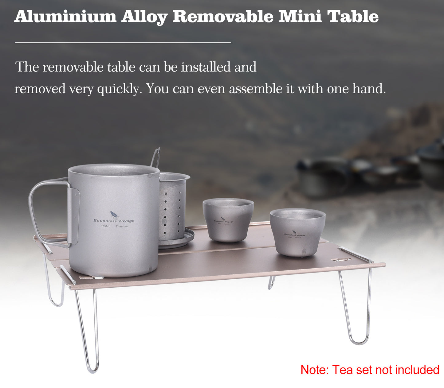 Boundless Voyage Ultralight Aluminum Alloy Mini Folding Table, Detachable Portable Outdoor Dining Table for Camping Hiking Backpacking Picnic BVT01
