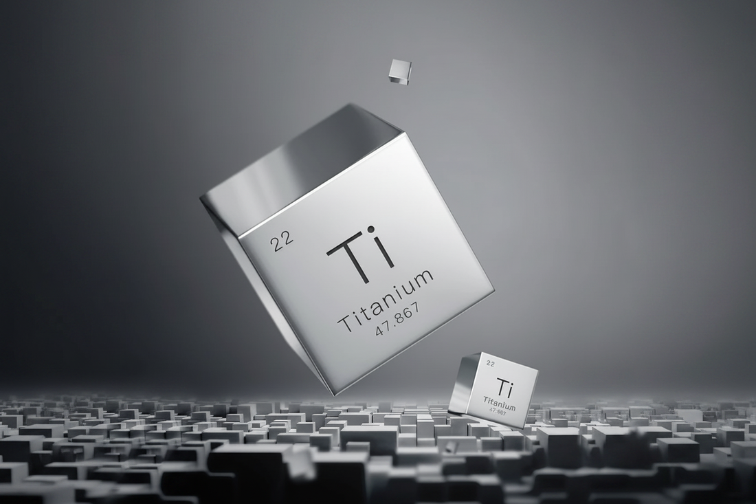 Titanium element symbol Ti atomic number 22 representing pure titanium material
