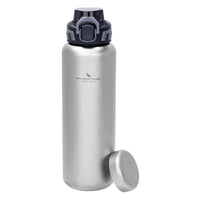 Boundless Voyage Pure Titanium Water Bottle 1200ml Dual Lids Flip Top & Screw Cap Ultralight Leakproof for Camping Hiking Gym Travel Ti3019D