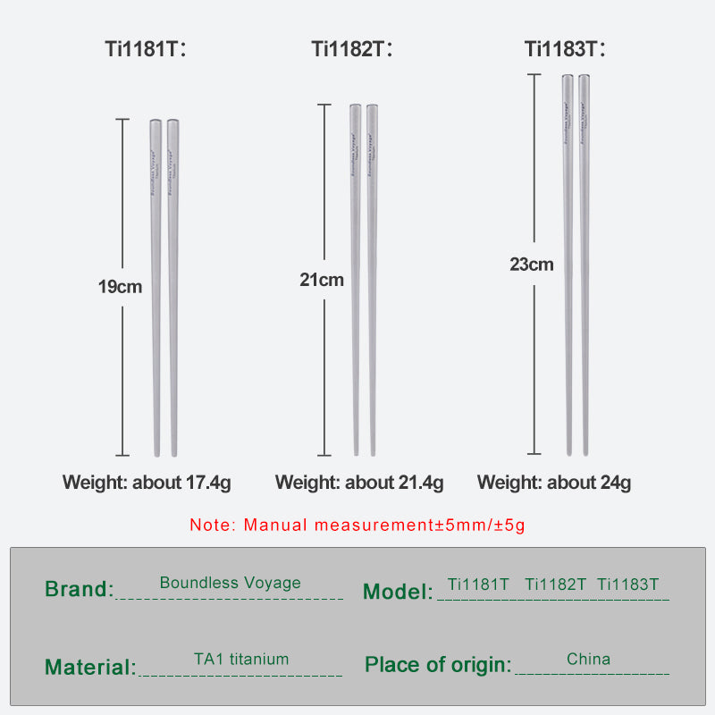 Boundless Voyage Titanium Square Chopsticks - Essential & Durable Camping Cutlery
