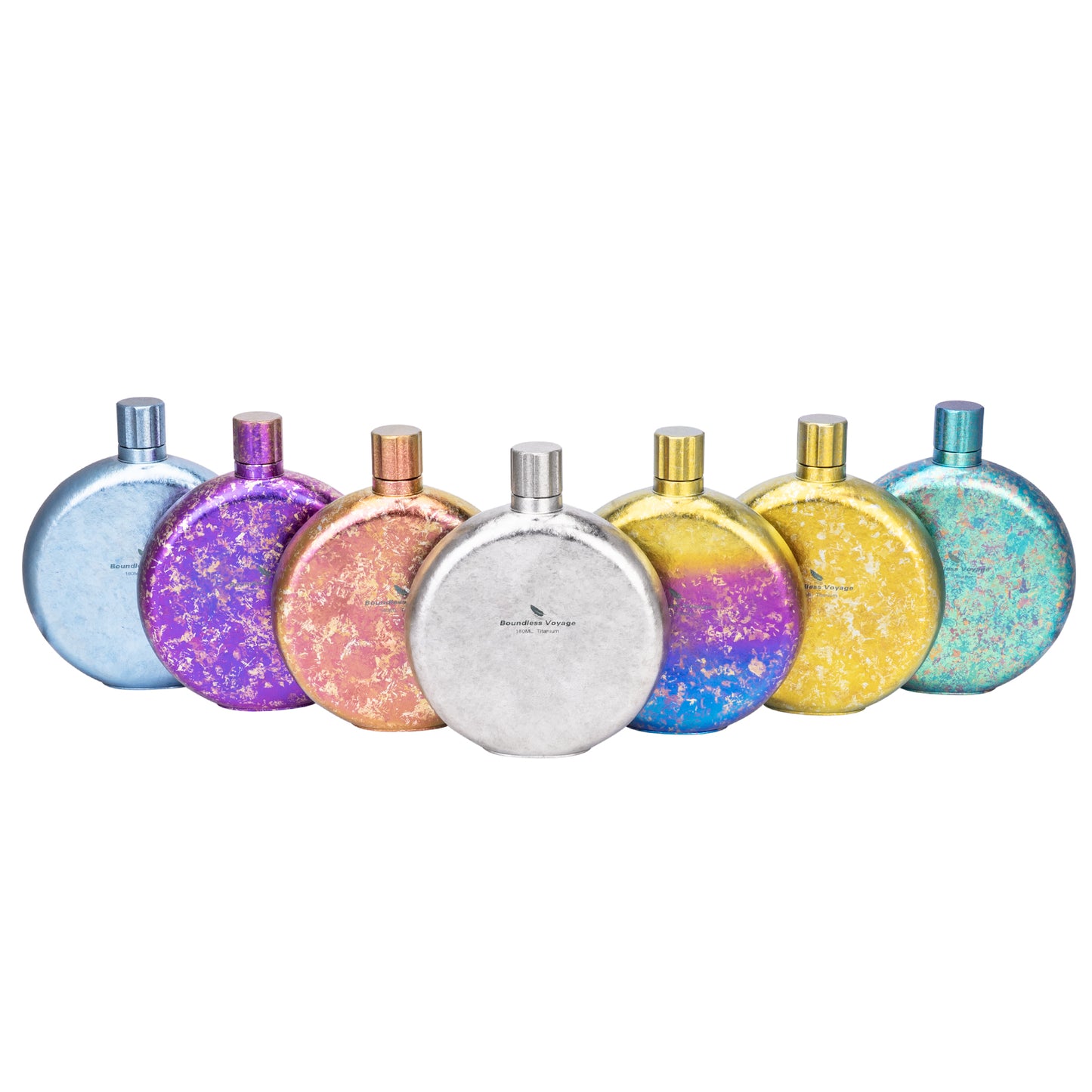 Boundless Voyage Titanium Crystallized Flask 180ml Portable Round Wine Bottle With Titanium Crystallized Funnel Whiskey Alcohol Drink ware Accessories Ti3264D