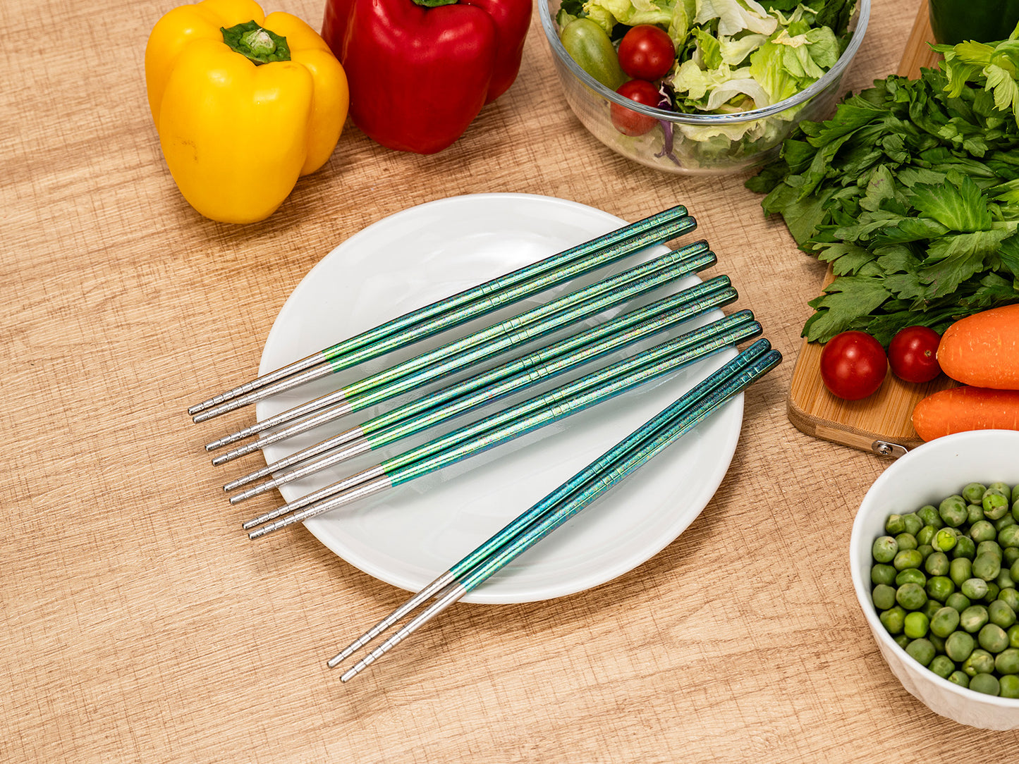 Boundless Voyage 8 Pairs Colorful Pure Titanium Chopsticks | Ultralight Non-Slip Reusable Tableware for Rice, Noodles, Tofu & Meatballs, Camping, Hiking & Daily Home Use Ti1006T