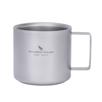 Boundless Voyage 220ml Double Wall Titanium Coffee Cup, Lightweight Portable Insulated Mug, Outdoor Camping Travel Tableware Ti3052D