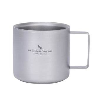 compare product Boundless Voyage 220ml Double Wall Titanium Coffee Cup, Lightweight Portable Insulated Mug, Outdoor Camping Travel Tableware Ti3052D