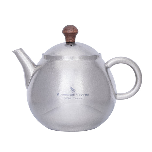 Boundless Voyage Titanium Kungfu Teapot with Lid and Handle Camping Tea Pot for Outdoor Backpacking Hiking Teapot 380ml Ti3107D