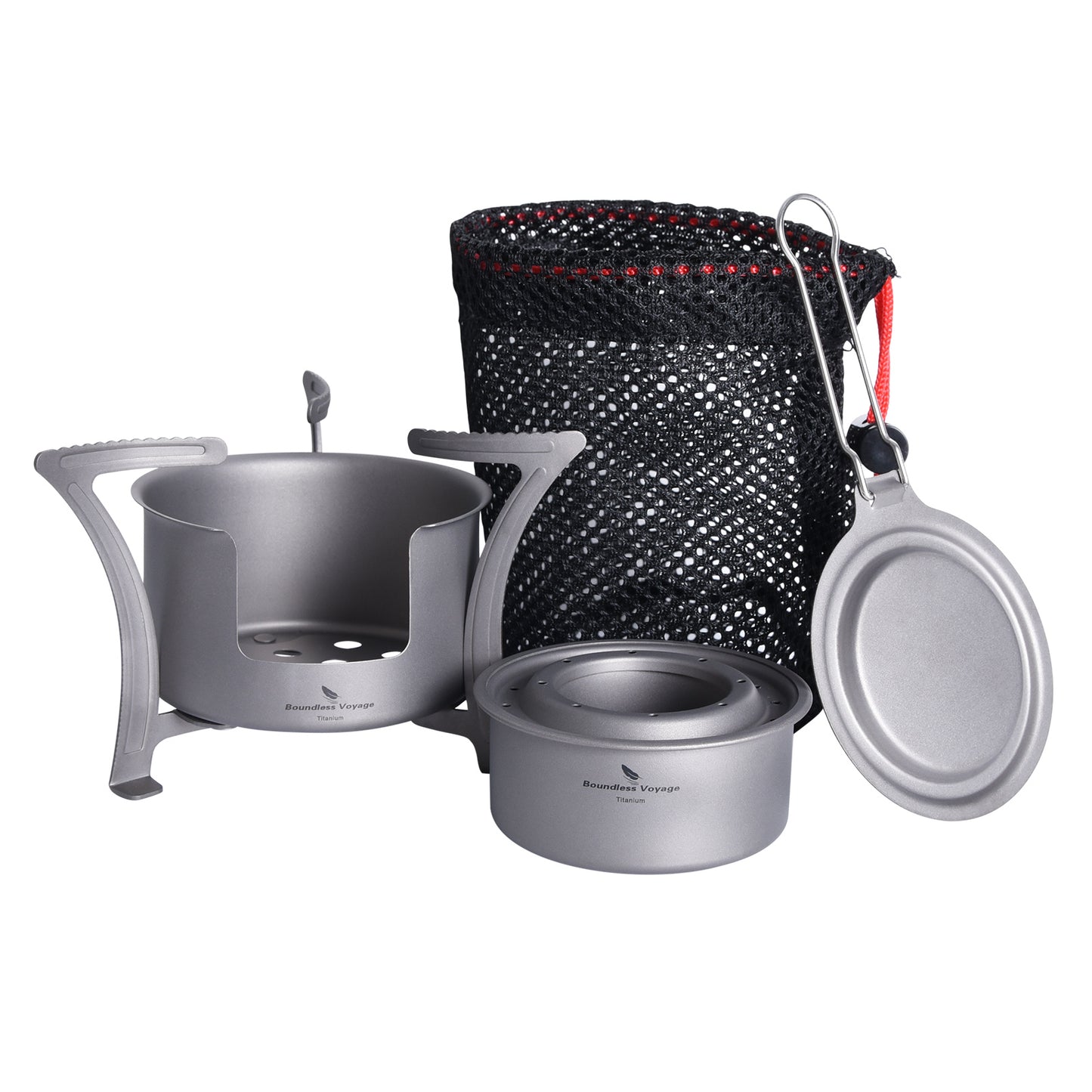 Boundless Voyage Camping Titanium Alcohol Spirit Stove with Pot Stand Outdoor Hiking Backpacking Mini Wood Furnace Burner Ti2013C