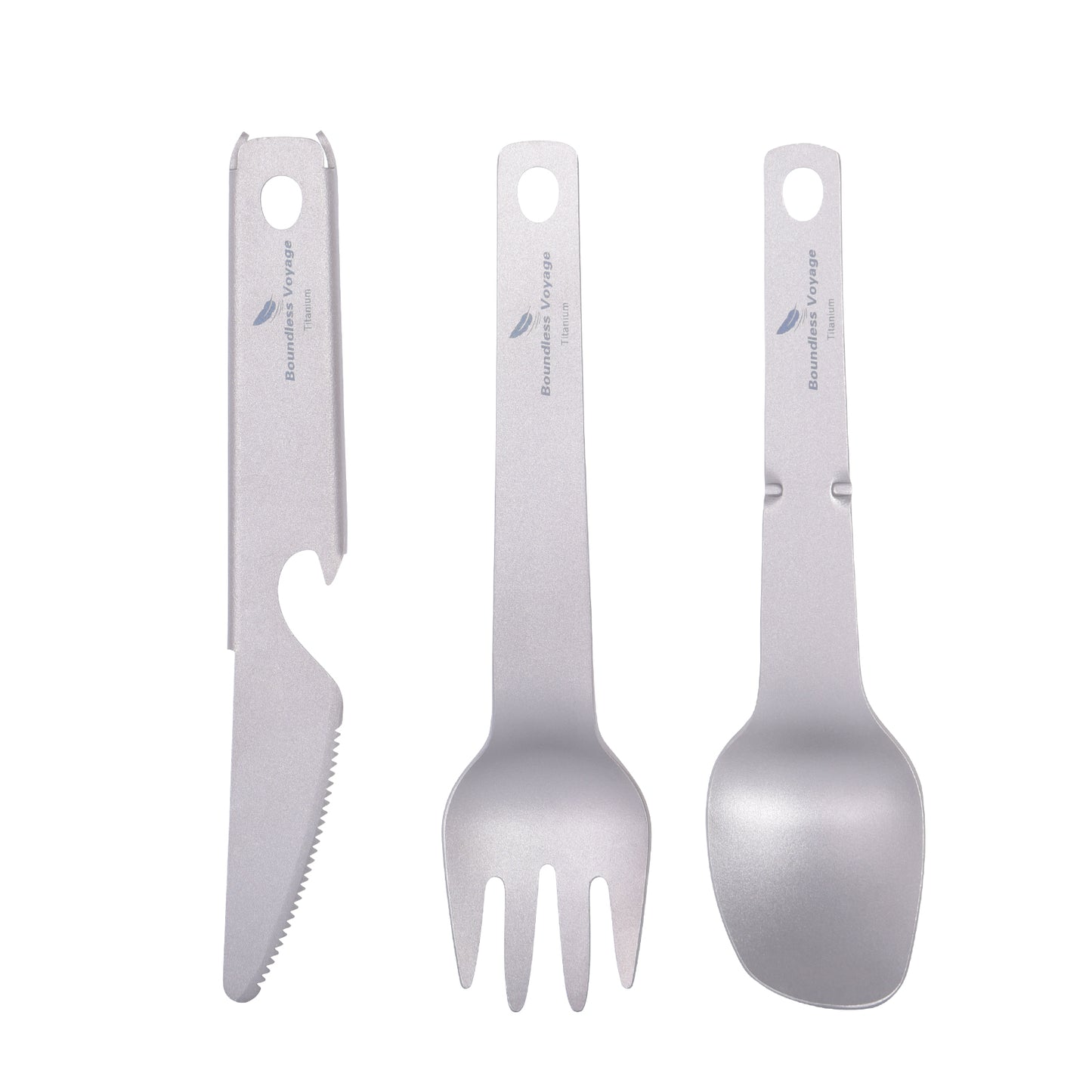 Boundless Voyage Titanium Tableware Set, Lightweight Portable Reusable Flatware with Knife Fork Spoon & Bottle Opener, Utility Cutlery for Outdoor Camping Travel Ti1077T