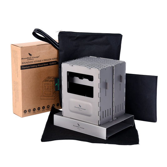 Boundless Voyage Outdoor Titanium Folding Wood Stove With Pot Bracket Camping Charcoal Burner Furnace Ti2010C
