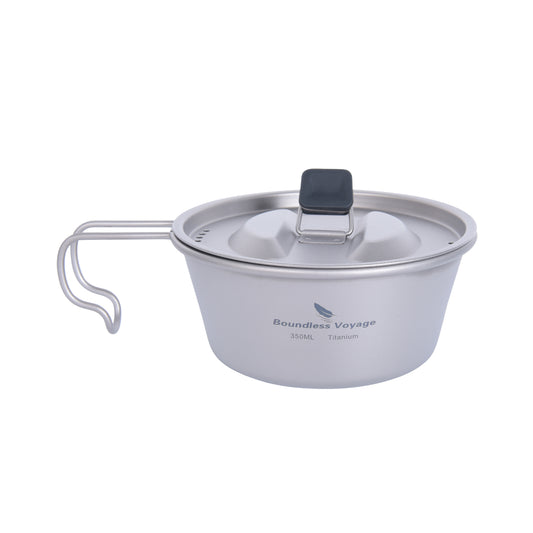 Boundless Voyage Titanium Sierra Bowl Cup with Handle & Lid, Portable Outdoor Camping Tableware Mug 350ml/520ml for Hiking & Travel Ti1097T-Ti1099T