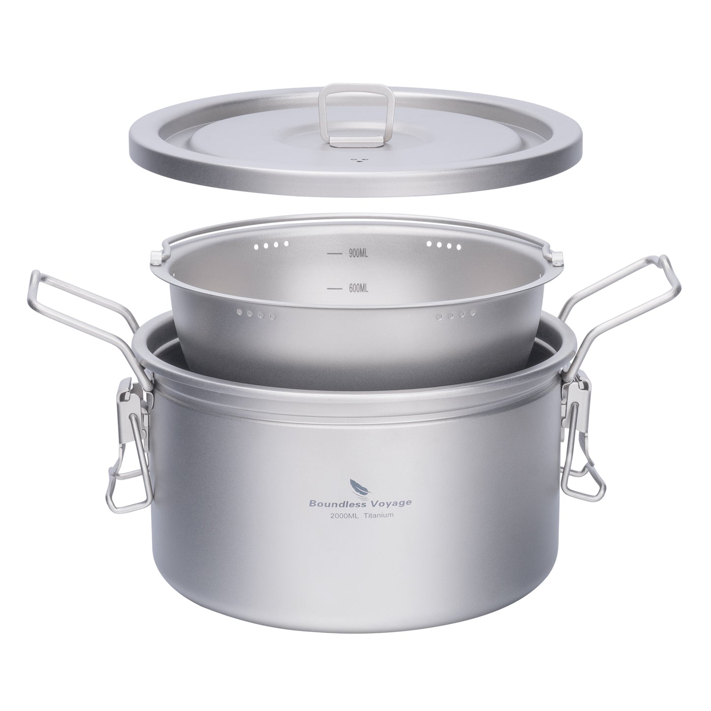 Boundless Voyage Titanium Pot Multifunctional Rice Cooker 2L+0.9L Pot Set Ultralight Outdoor Camping Cookware Ti2087C