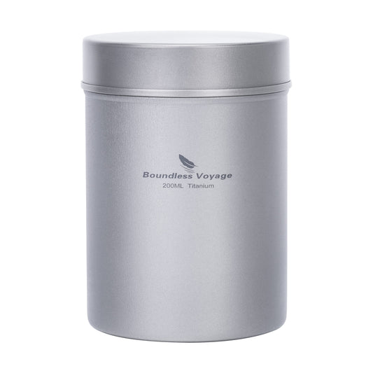 Boundless Voyage Titanium Round Tea Caddy Canister, Ultralight Portable Mini Food Storage Container for Loose Tea, Coffee Beans, Spices, Sugar & Dry Kitchen Ingredients Ti3212D