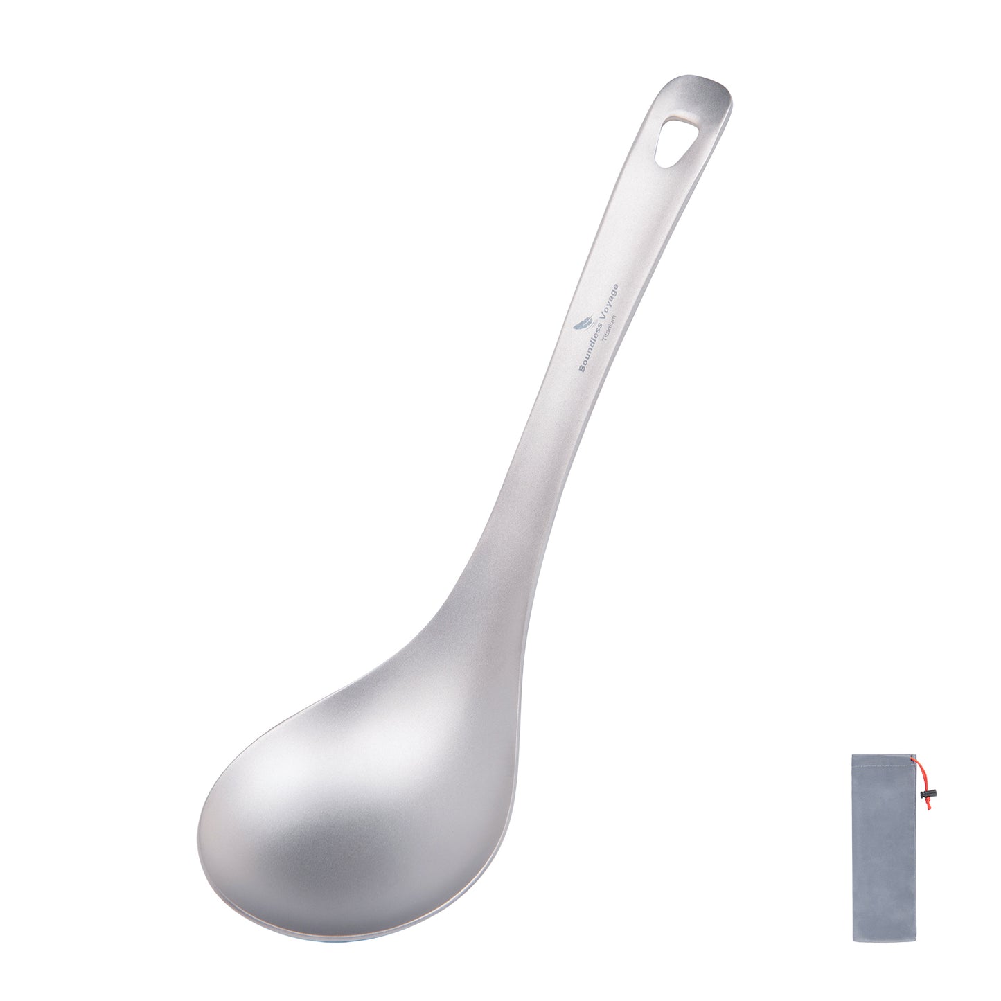 Boundless Voyage Thickened Pure Titanium Long Handle Ladle | Deep Bowl Soup Scoop for Porridge, Stew & Sauce, Kitchen & Camping Cooking Utensil Ti1038T